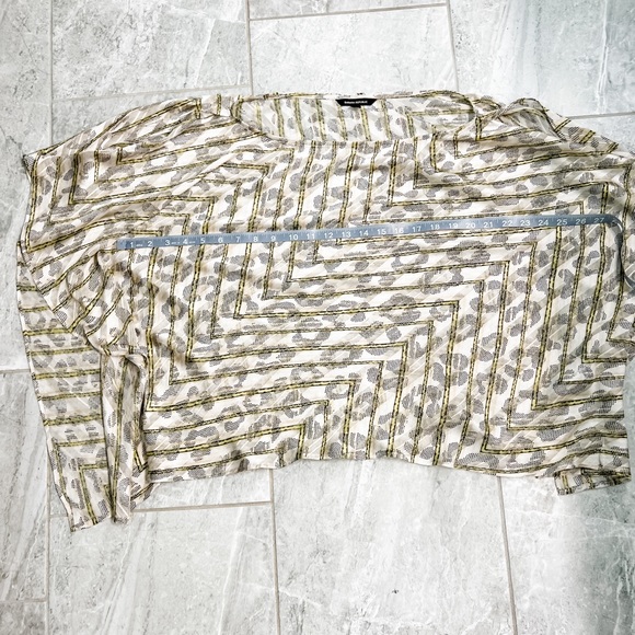 Banana Republic Yellow Striped Leopard Print Kimono Top Size Large - Picture 5 of 8